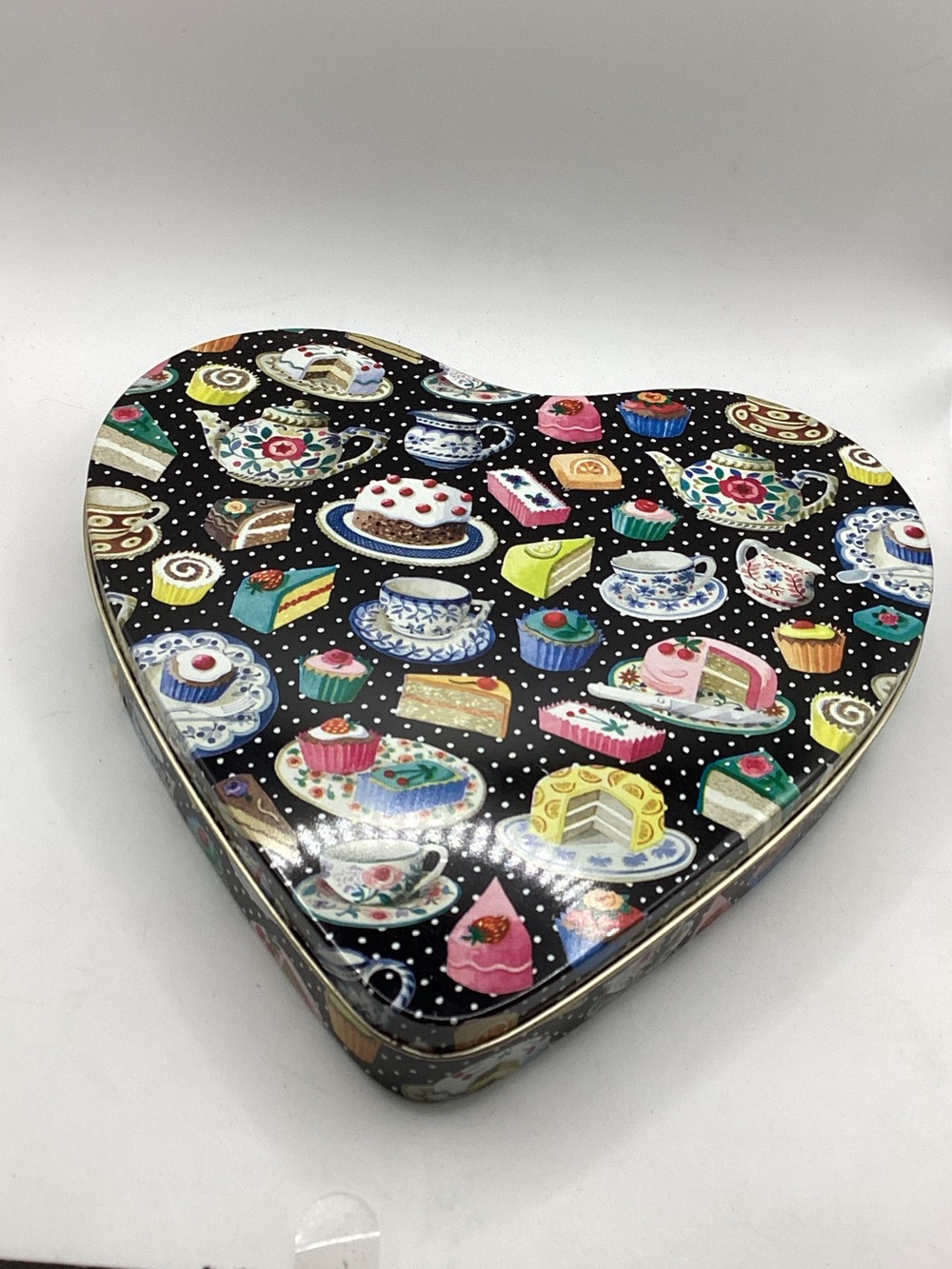 Heart-Shaped Tea Time Tin Box - Vintage Dept 56